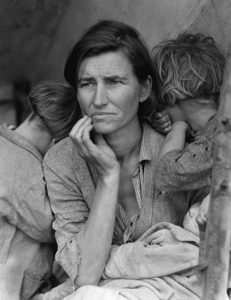 Woman and 2 children during the great depression