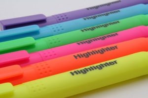 multi-colored highlighters 